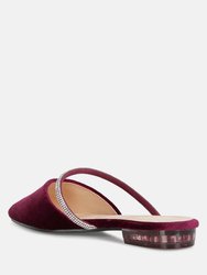 Turnon Velvet Diamante Detail Flat Mules