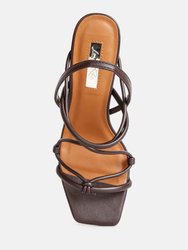 Two Strings Slingback Slim Block Heel Sandals