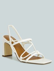 Two Strings Slingback Slim Block Heel Sandals