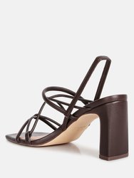 Two Strings Slingback Slim Block Heel Sandals