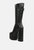 Tzar Faux Leather High Heeled Platfrom Calf Boots
