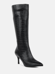 Uptown Pointed Mid Heel Calf Boots