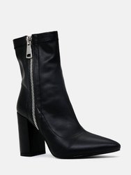 Valeria Pointed Toe High Ankle Boots With Side Zipper