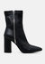 Valeria Pointed Toe High Ankle Boots With Side Zipper - Black