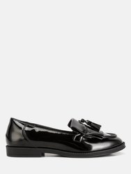 Valerie Tassel Detail Patent Loafers - Black