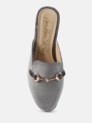 Velvet Buckled Flat Mules