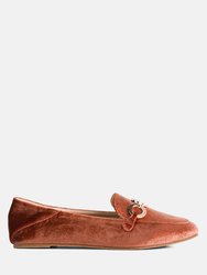 Velvet Metal Show Detail Loafers - Brown