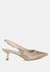 Vernaos Pointed Toe Rhinestone Slingbacks - Beige