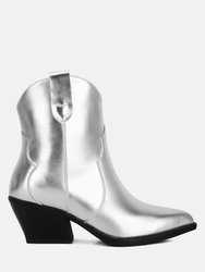 Wales Metallic Faux Leather Bootie - Silver