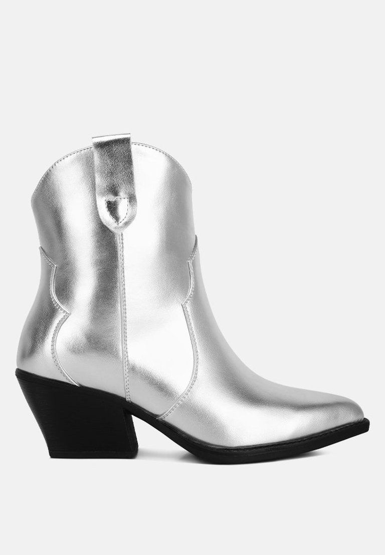 Wales Metallic Faux Leather Bootie - Silver