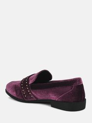 Walkin Stud Detail Velvet Loafers