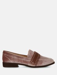 Walkin Stud Detail Velvet Loafers - Taupe