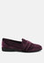 Walkin Stud Detail Velvet Loafers - Burgundy