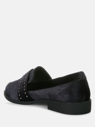 Walkin Stud Detail Velvet Loafers