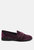 Walkin Stud Detail Velvet Loafers - Burgundy