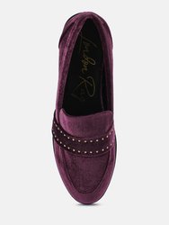 Walkin Stud Detail Velvet Loafers