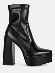 Whippers Patent PU High Platform Ankle Boots - Black