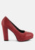 Whitley Croc Texture High Block Heel Pumps - Red