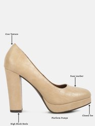 Whitley Croc Texture High Block Heel Pumps