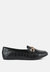 Wibele Croc Textured Metal Show Detail Loafers - Black