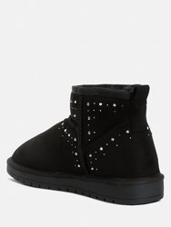 Winifred Rhinestone Embellished Fur Lined Boots