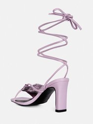 Xuxa Metallic Tie up Italian Block Heel Sandals