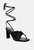 Xuxa Metallic Tie up Italian Block Heel Sandals