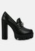 Y2K Chunky High Block Heeled Loafers - Black