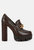 Y2K Chunky High Block Heeled Loafers - Brown
