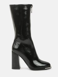 Year Round High Heeled Calf Boots - Black