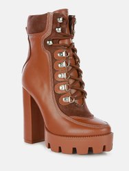 Yeti High Heel Lace Up Biker Boots