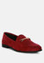 Zaara Solid Faux Suede Loafers - Burgundy