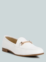 Zaara Solid Faux Suede Loafers - White