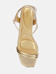 Zabou Metallic Ankle Strap Low Block Heels