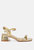 Zabou Metallic Ankle Strap Low Block Heels - Gold