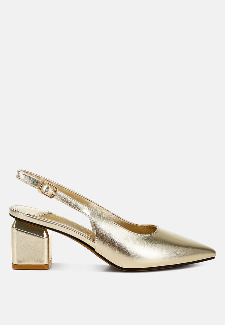 Zofoya Metallic Faux Leather Slingback Sandals - Gold