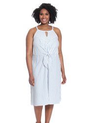 Curve Nelle Dress - Ivory/Blue