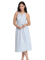 Nelle Dress - Ivory/Blue