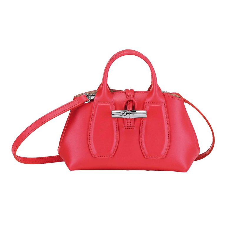 Leather Roseau Leather Tote Crossbody Bag - Red