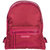 Women's Rucksack Leather Trim Travel Backpack - Fuchsia