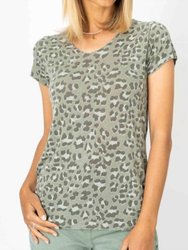 Cheetah Print T-Shirt - Olive