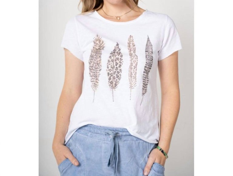 Feather Print T-Shirt - White