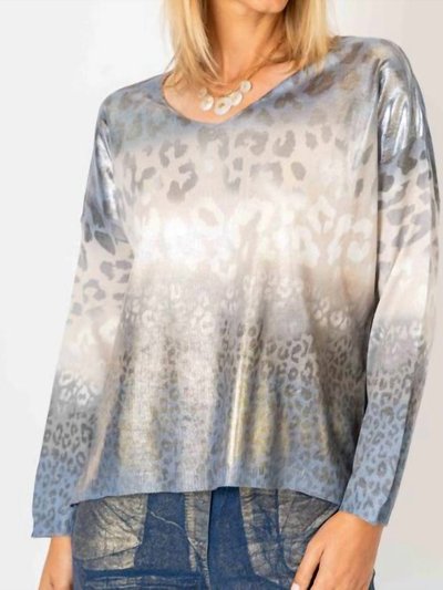 Look Mode USA Shimmer V Neck Cheetah Print Sweater product