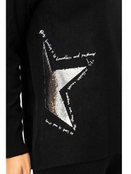 Sweater With Silver Sequin Stars
