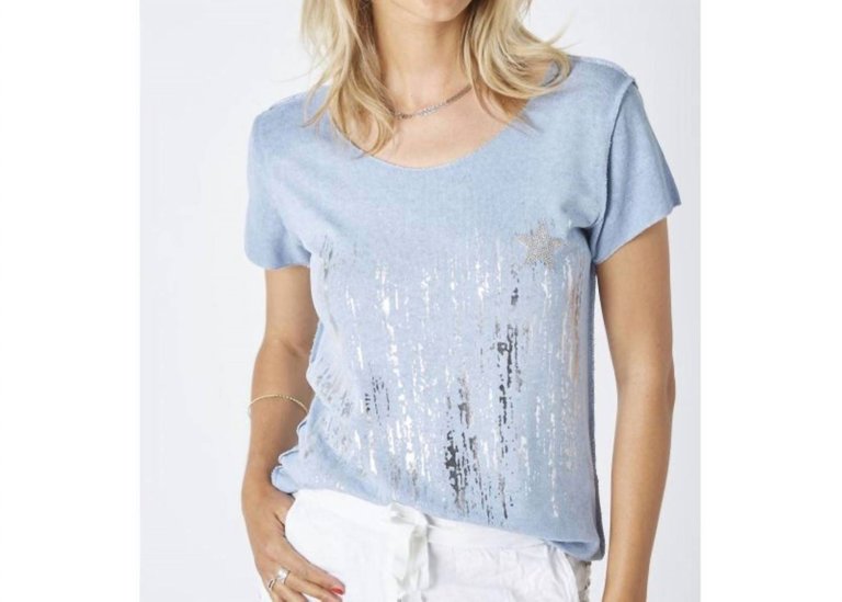 Waterfall And Star T-Shirt - Silver/Blue