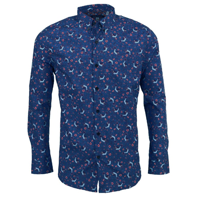 Morris Canvas Birdie Blue Shirt - Canvas Birdie Blue