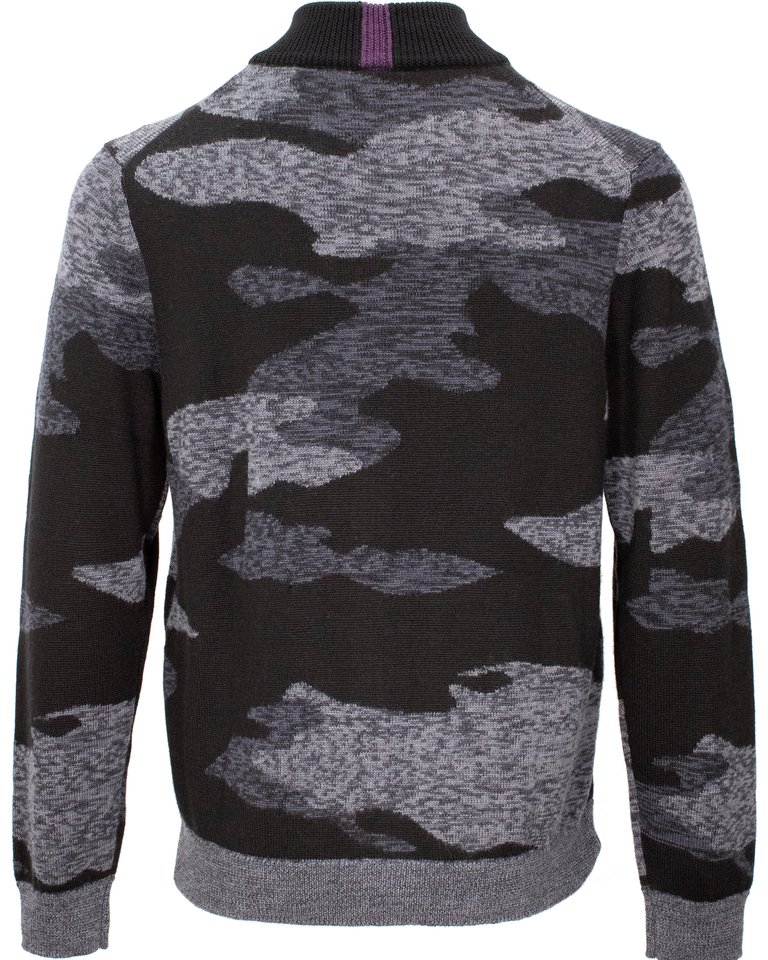 Carlo Charcoal Camo Full Zip Sweater