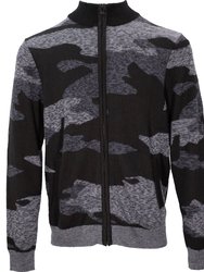 Carlo Charcoal Camo Full Zip Sweater - Charcoal Camo