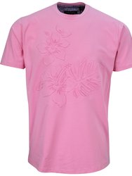 Carson Embossed Floral Tee - Pink - Pink