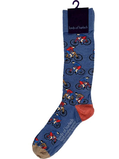 Lords of Harlech Donald Cyclists Blue Socks product
